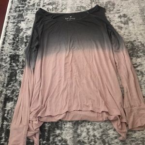 Cut out shoulder long sleeve America eagle shirt